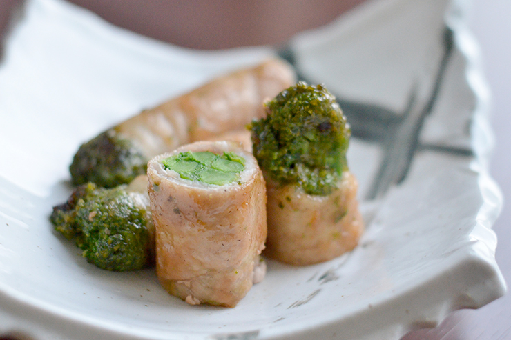 菜の花の豚バラ巻き 広島酔心調理製菓専門学校